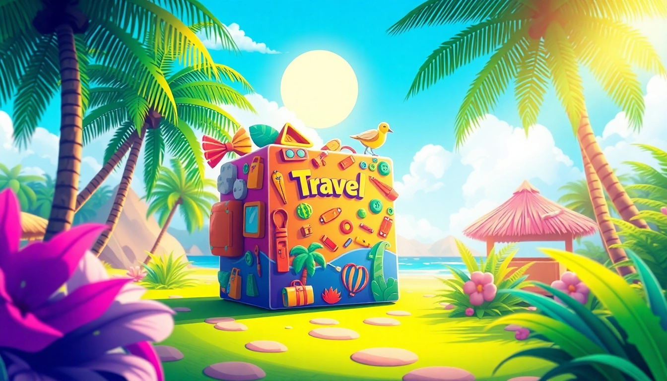 Beautiful package wrapping around a tropical island scene, highlighting travel and tourism packages in Indonesia.