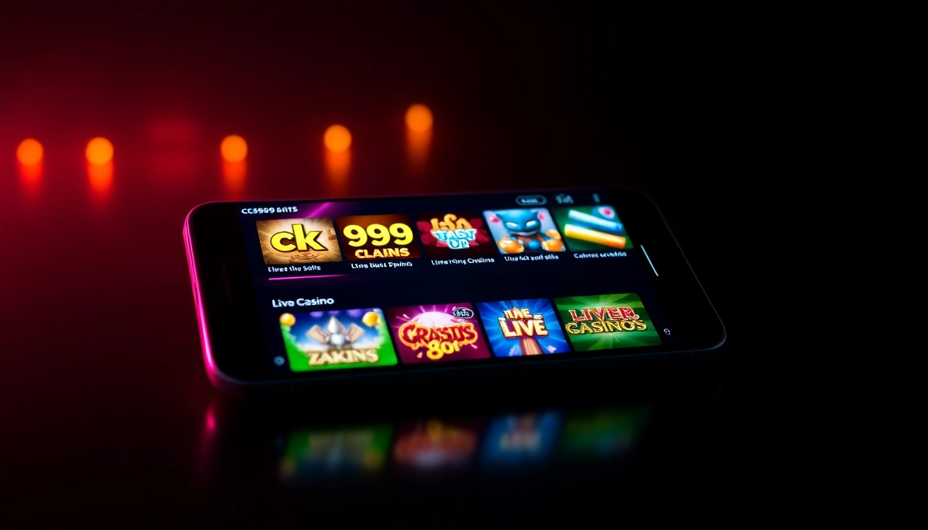 Screenshot of the ck999 app interface on mobile showing slots and live casino features for seamless gaming experience.