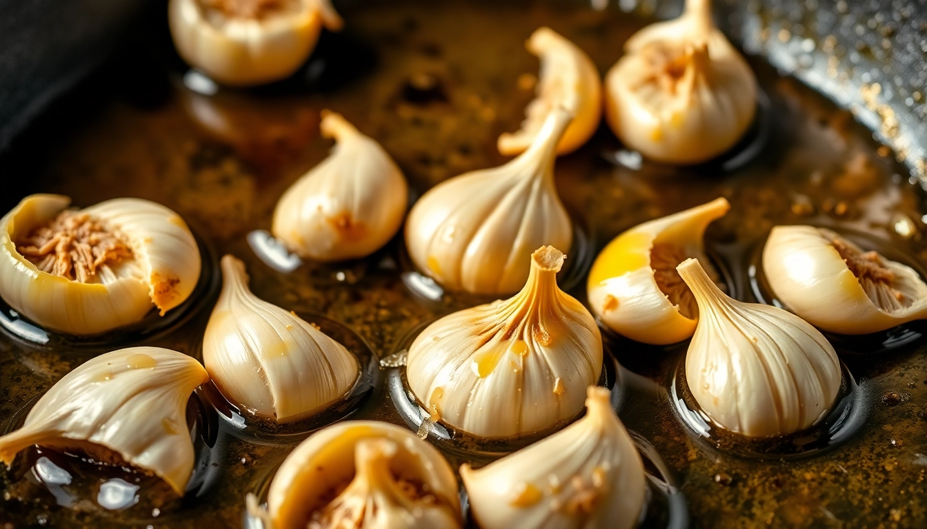 High-quality Sauteed Garlic Paste being cooked in a pan with aromatic garlic and golden oil for